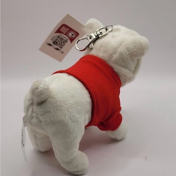 Georgia UGA Bulldogs Soft UGA Mascot Keychain Bulldogs 6" Inches Plush White Red - Picture 2 of 4
